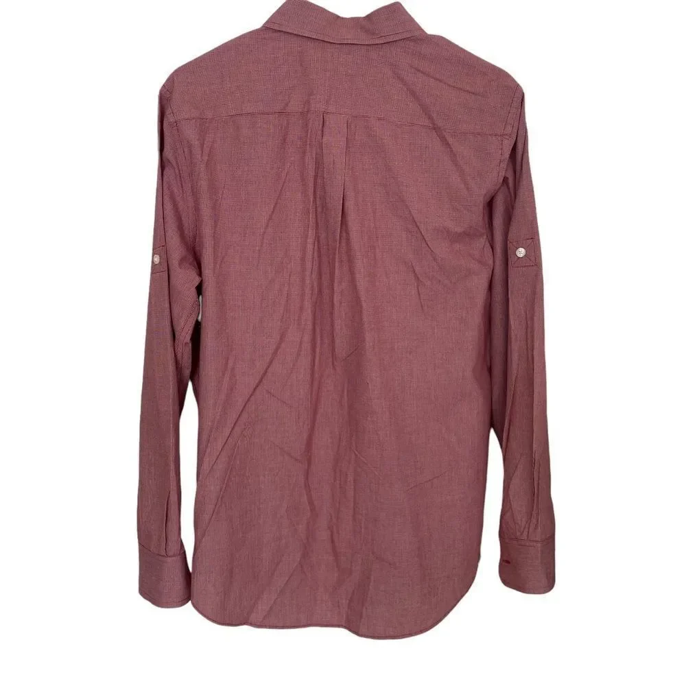 Banana Republic Soft Wash Red & Stripe Long Sleeve Button Down Shirt Sz M‎